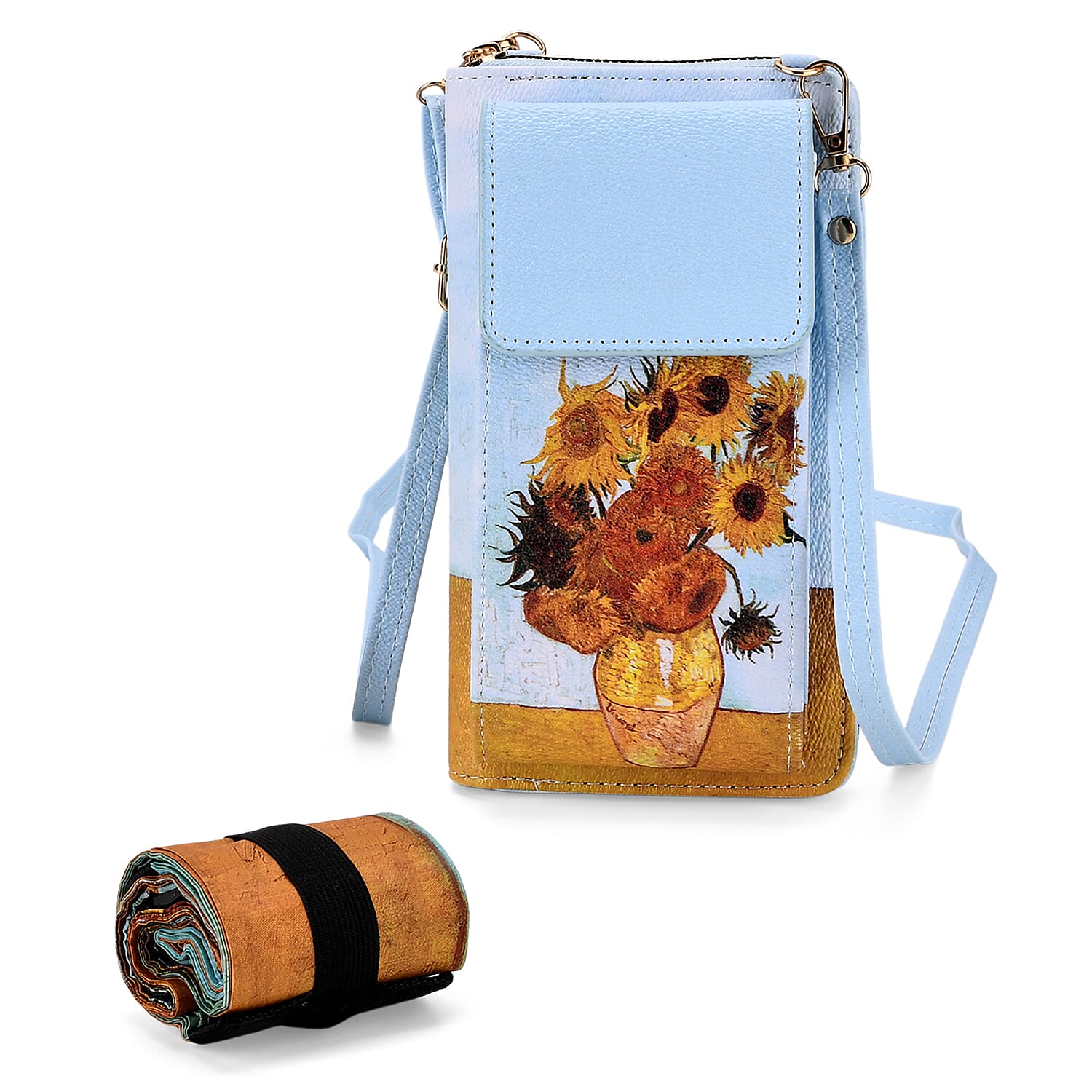 PU Printed Wallet (Size 20x11x2 cm) - Light Blue