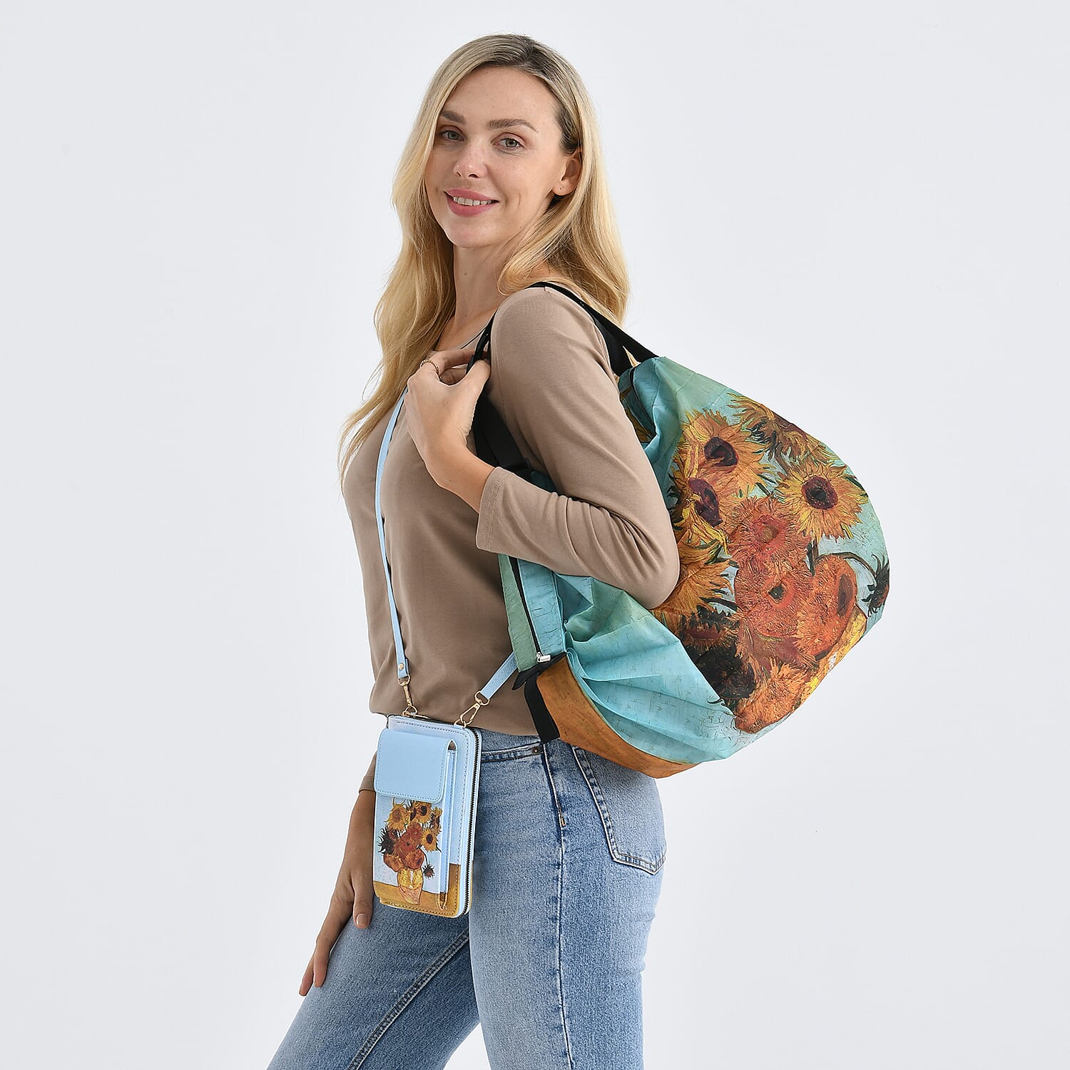 PU Printed Wallet (Size 20x11x2 cm) - Light Blue