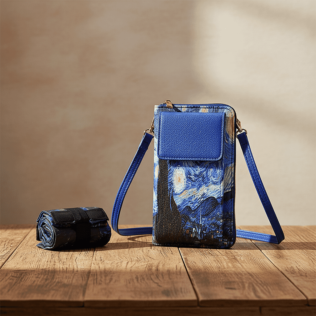 PU Printed Wallet (Size 20x11x2 cm) - Blue - Light Blue