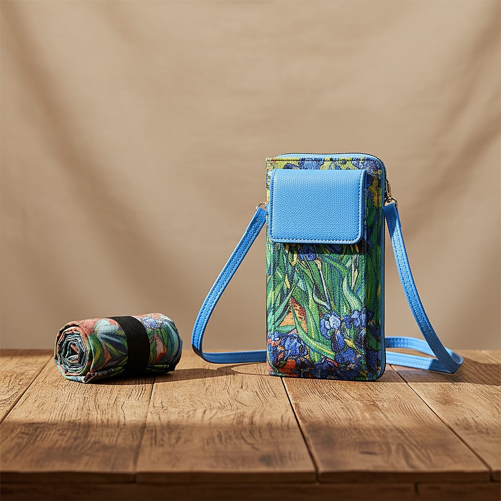 PU Printed Wallet (Size 20x11x2 cm) - Blue - Light Blue