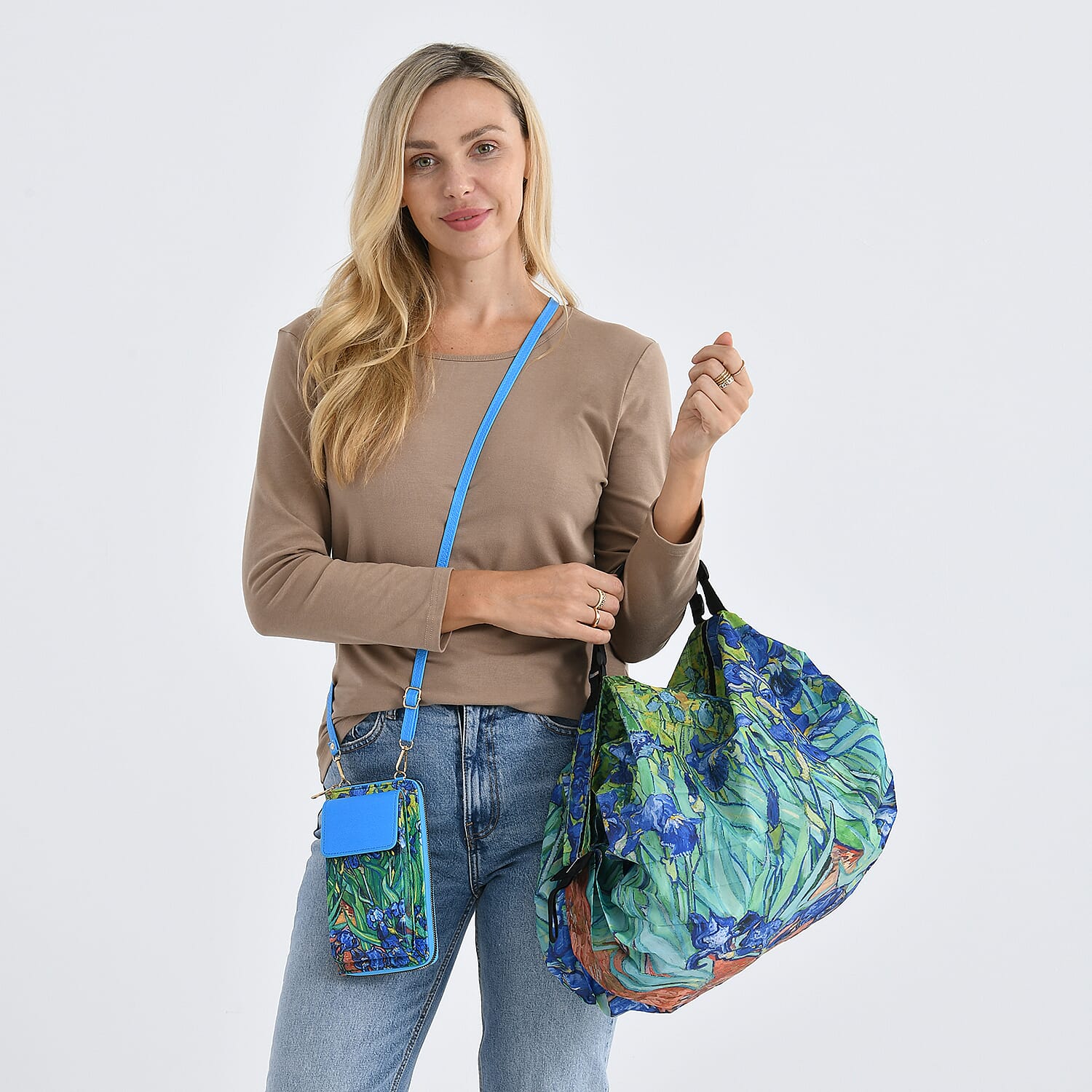 PU Printed Wallet (Size 20x11x2 cm) - Blue - Light Blue