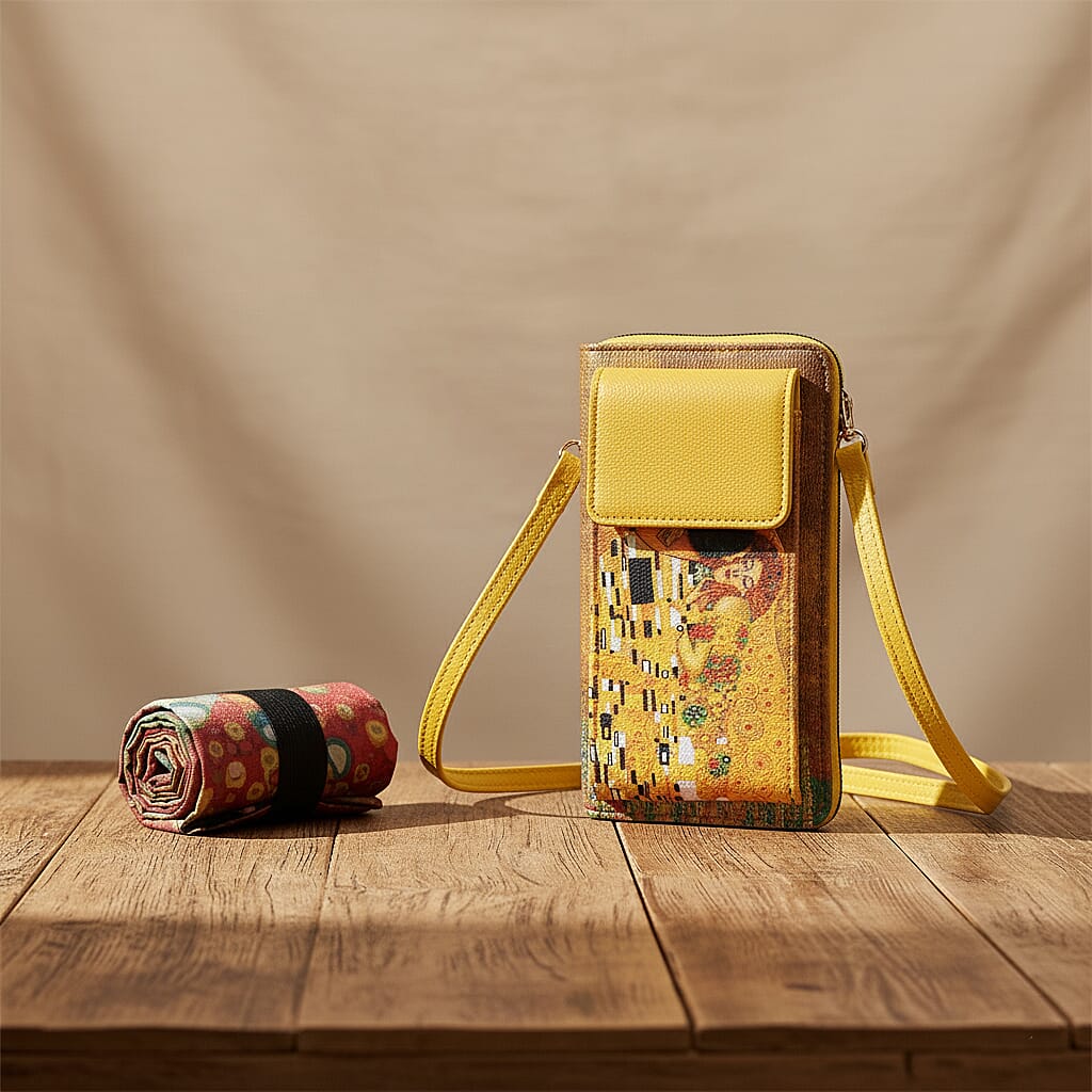 PU Printed Wallet (Size 20x11x2 cm) - Yellow - Light Blue