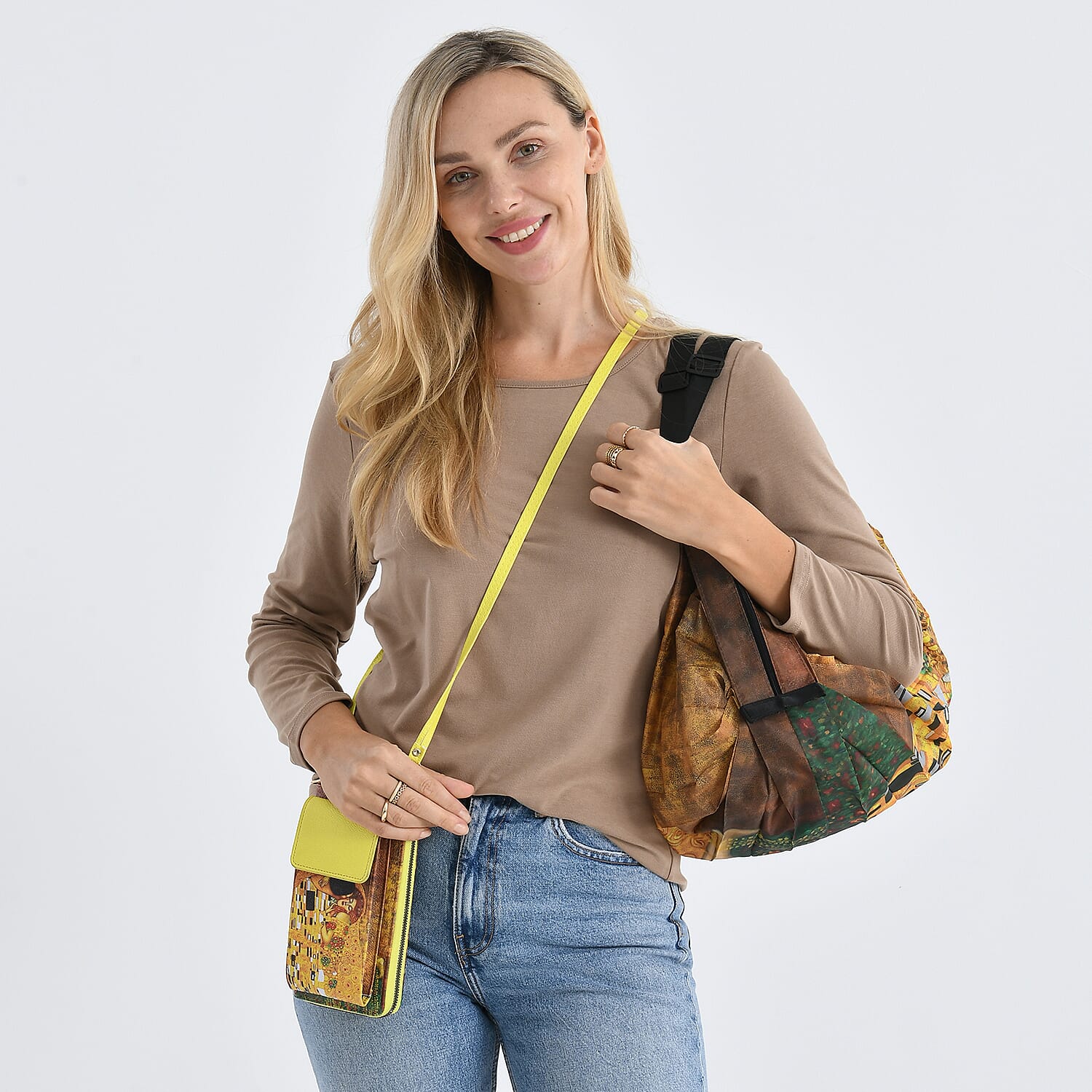 PU Printed Wallet (Size 20x11x2 cm) - Yellow - Light Blue