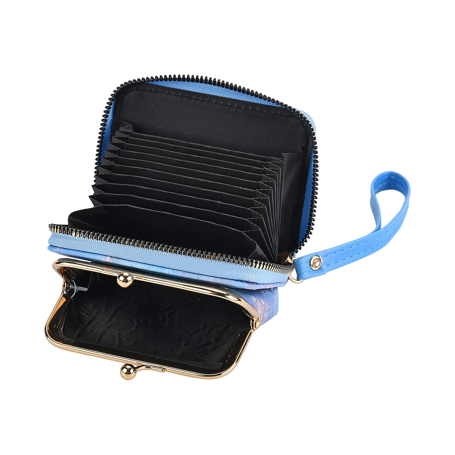 Bird Print RFID Wallet - Light Blue