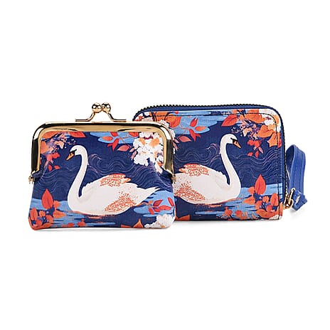 White Swan & Maple Leaf Print RFID Wallet