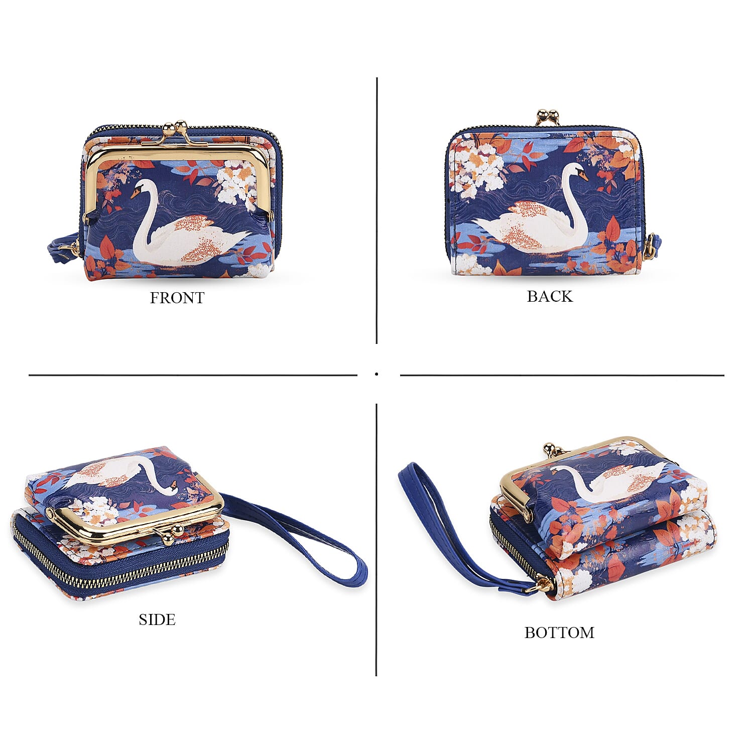 White Swan & Maple Leaf Print RFID Wallet