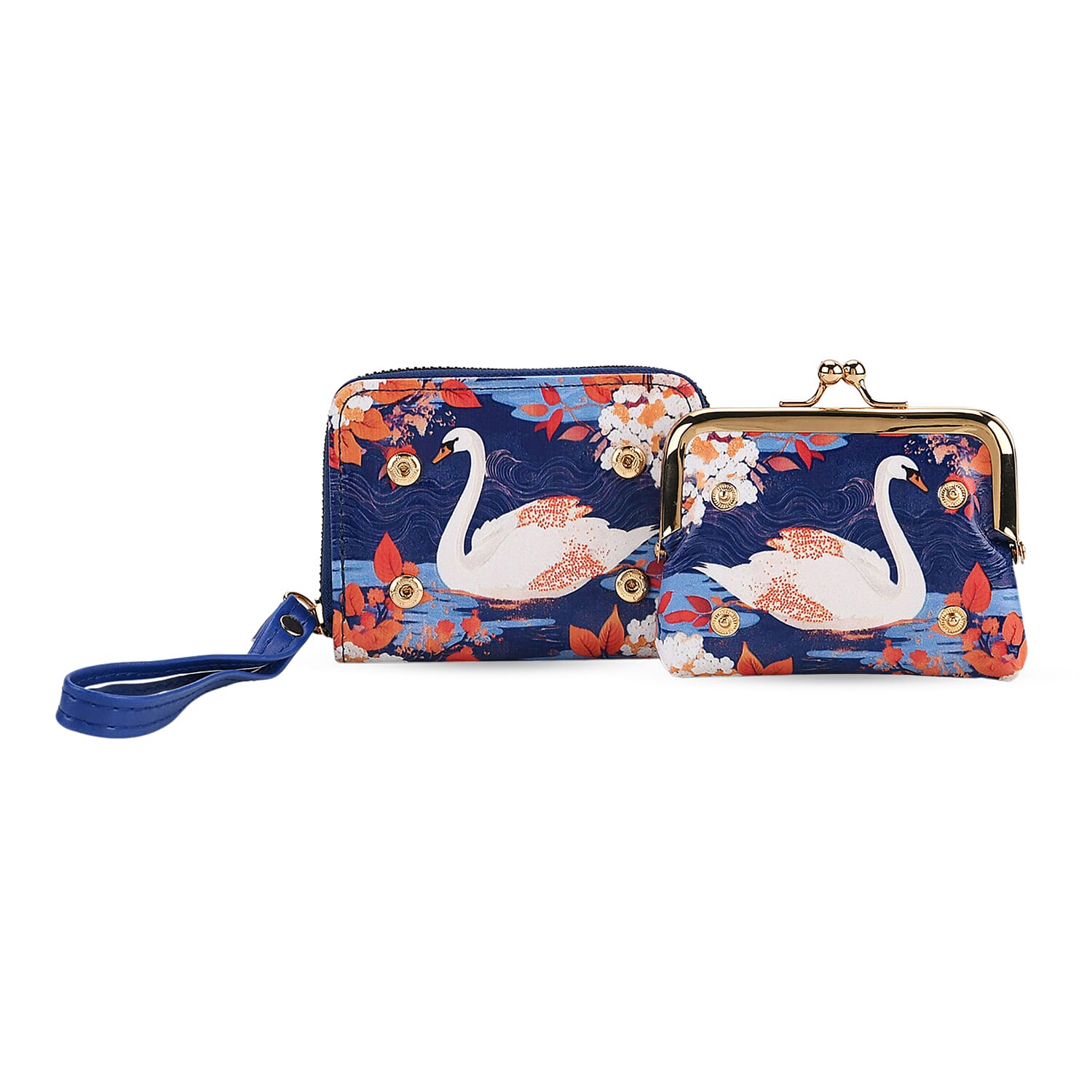 White Swan & Maple Leaf Print RFID Wallet