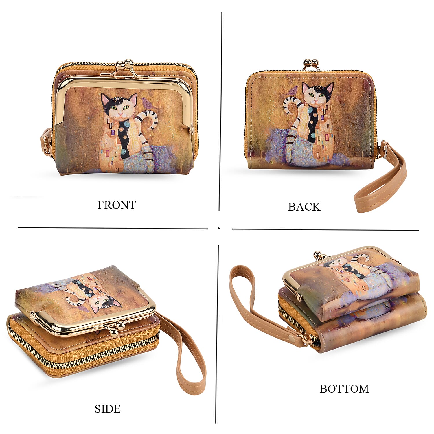 Cat Print RFID Wallet - Yellow