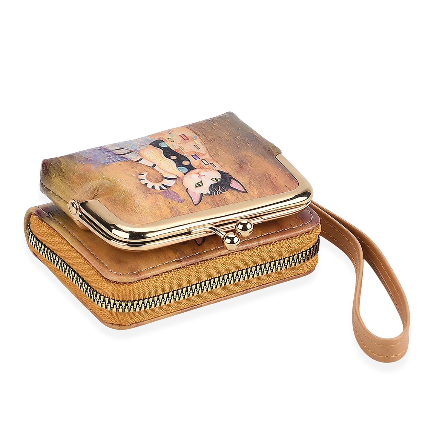 Cat Print RFID Wallet - Yellow