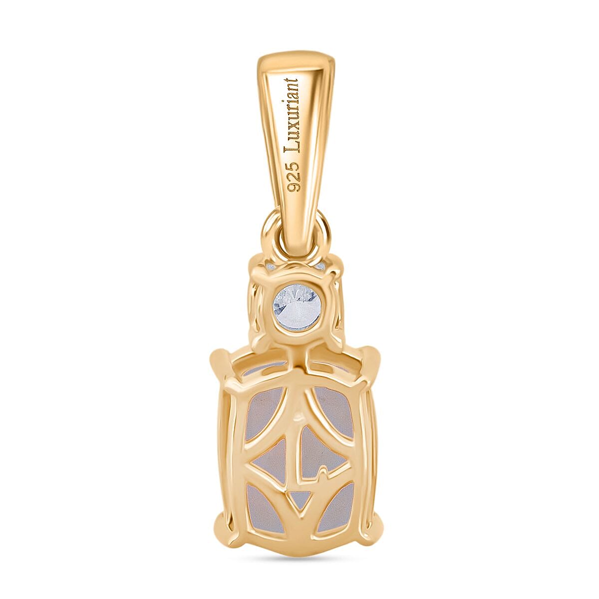 AAA Ethiopian Opal & Lab Grown Diamond Pendant in Yellow Gold  Sterling Silver 1.00 Ct.