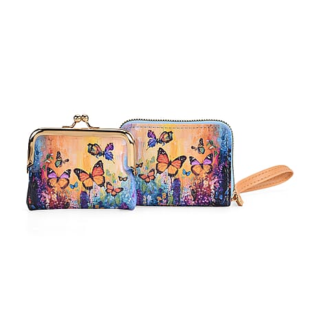 Floral & Butterfly Print RFID Wallet - Multicolour