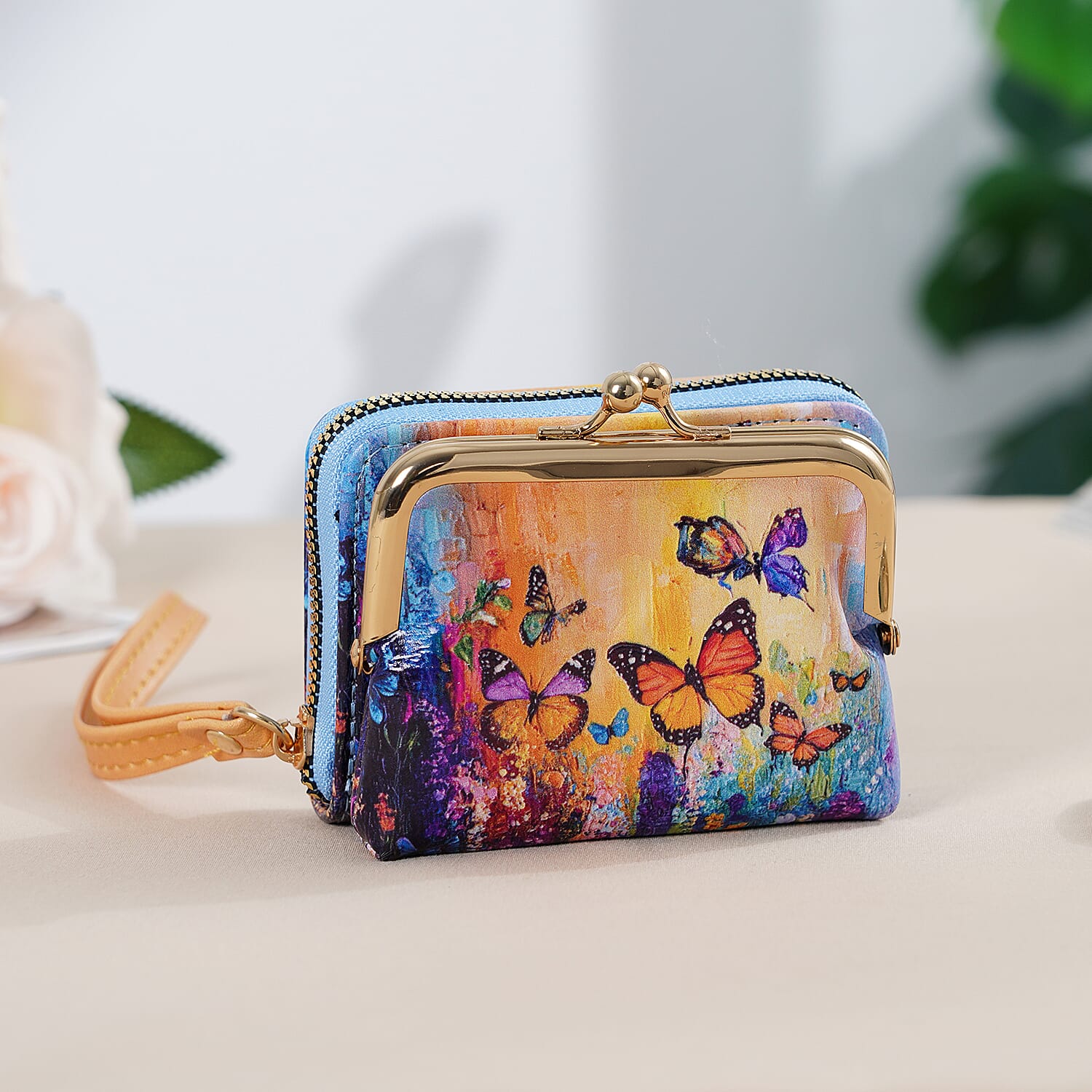 Floral & Butterfly Print RFID Wallet - Multicolour