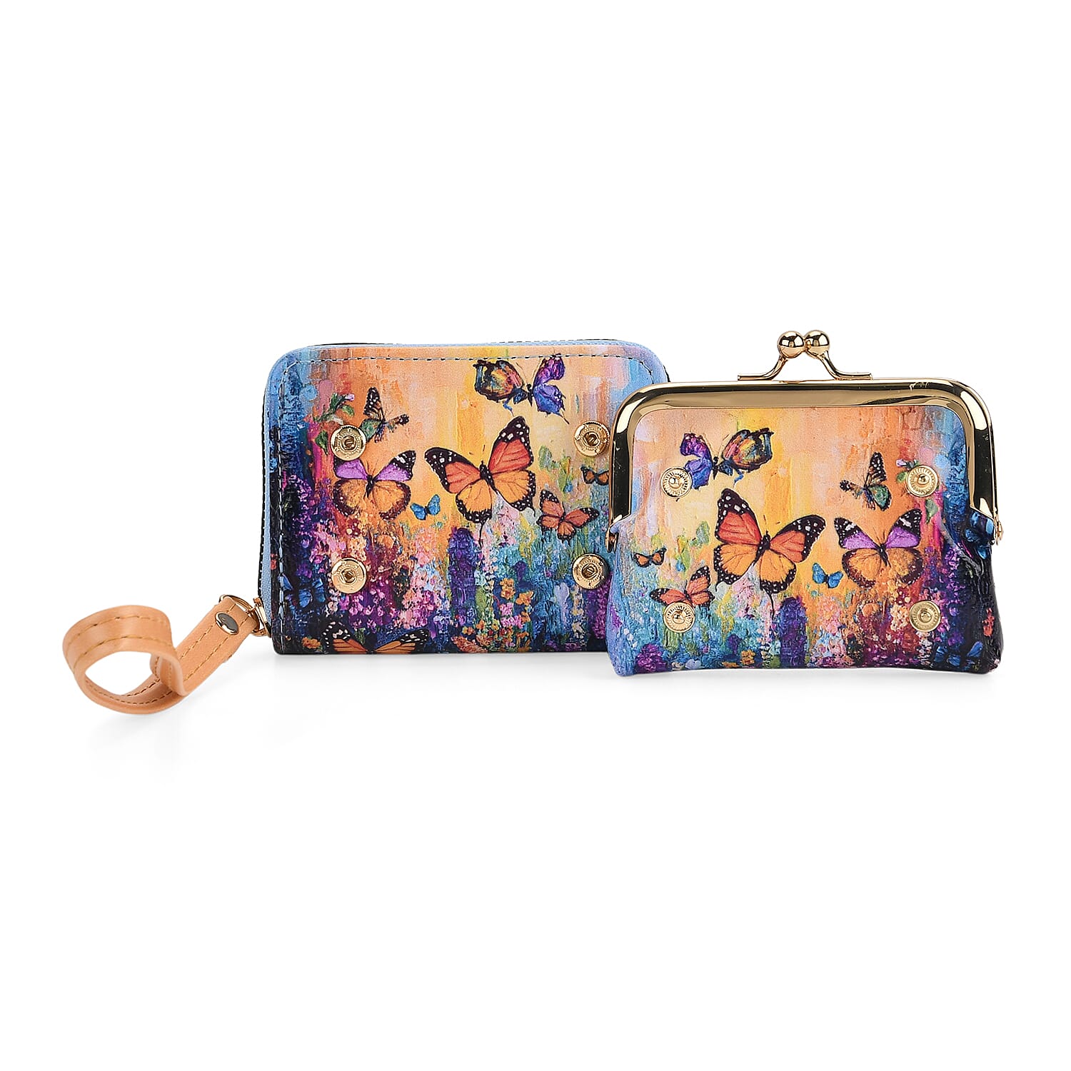 Floral & Butterfly Print RFID Wallet - Multicolour