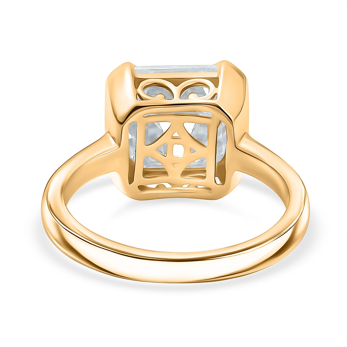 D'Joy Moissanite Solitaire Ring in 18K Vermeil Yellow Gold Plated Sterling Silver 3.92 Ct.