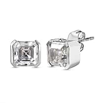 D'Joy Moissanite Octagon-Cut Solitaire Stud Earrings in Platinum Overlay Sterling Silver 3.78 Ct.