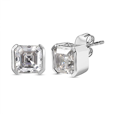 D'Joy Moissanite Octagon-Cut Solitaire Stud Earrings in Platinum Overlay Sterling Silver 3.78 Ct.