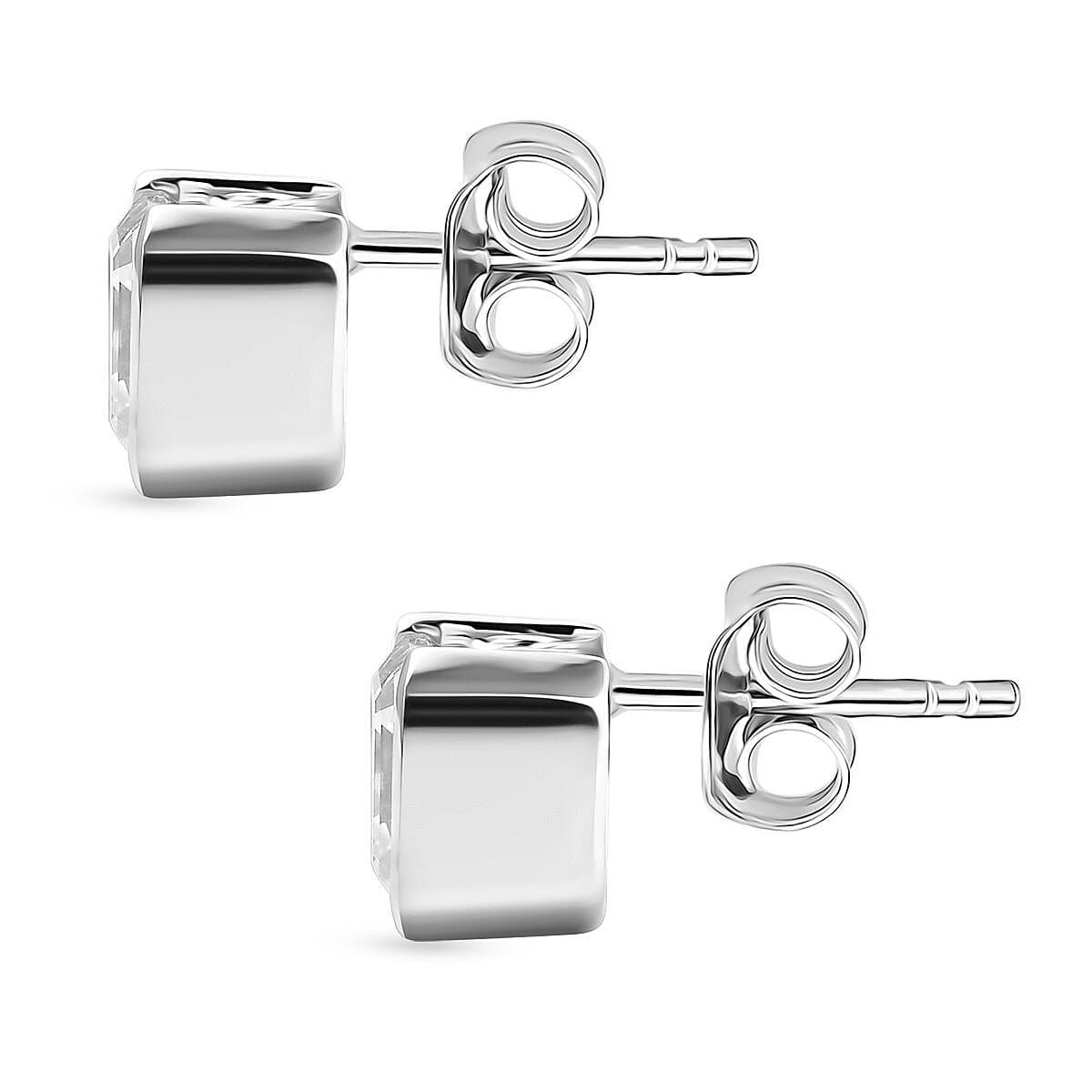 D'Joy Moissanite Solitaire Stud Earrings in Platinum Overlay Sterling Silver 3.77 Ct.