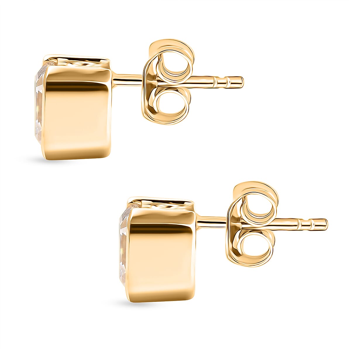 D'Joy Moissanite Solitaire Stud Earrings in 18K Yellow Gold Plated Sterling Silver 3.77 Ct.