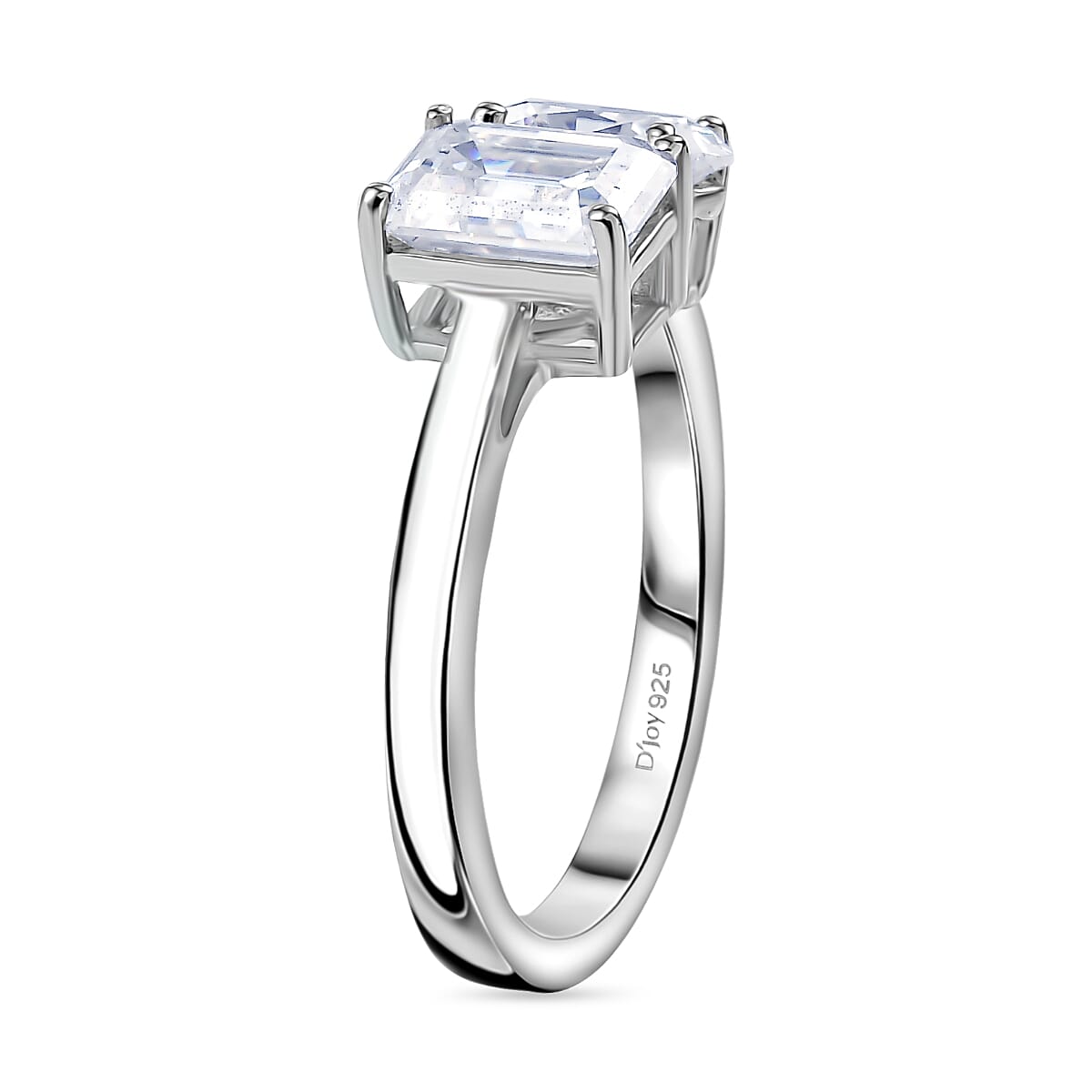 D'Joy Moissanite Ring in Rhodium Overlay Sterling Silver 1.84 Ct.