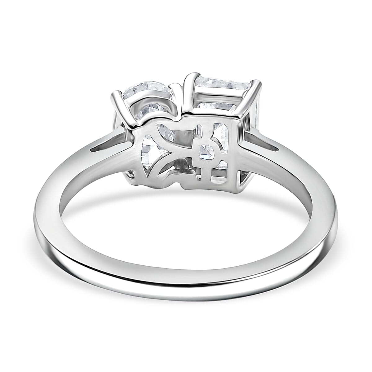 D'Joy Moissanite Ring in Rhodium Overlay Sterling Silver 1.84 Ct.