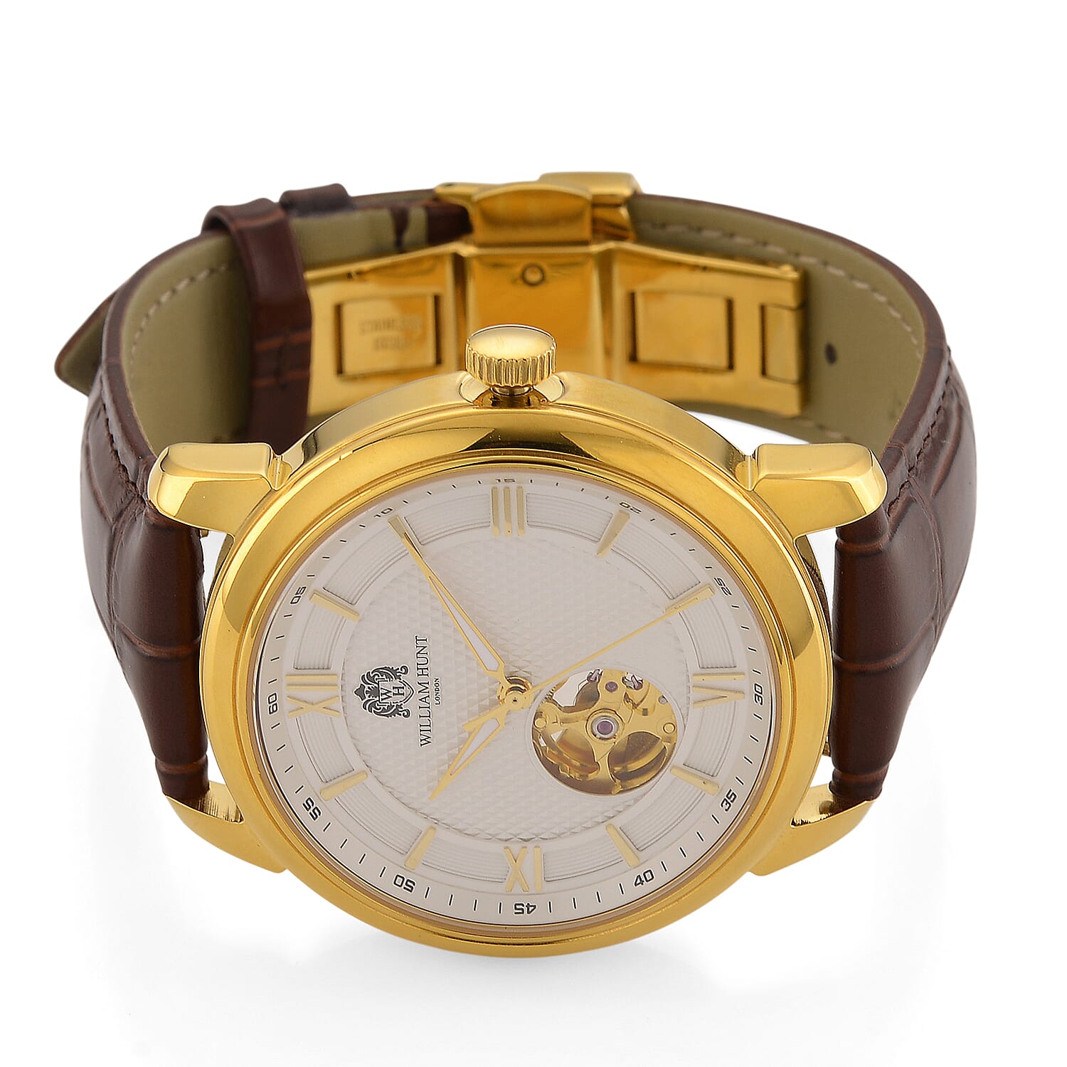 WILLIAM HUNT Limited Edition Heritage Automatic Watch with Adjustable Black Leather Strap - 5ATM Water Resistancy & Sapphire Crystal Glass - White