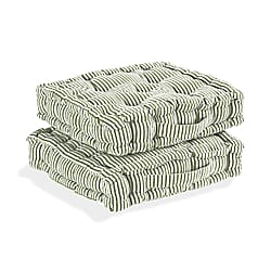 Livmore Set of 2 Cotton Tufted Square Garden Cushions (40 x 40cm) - Green