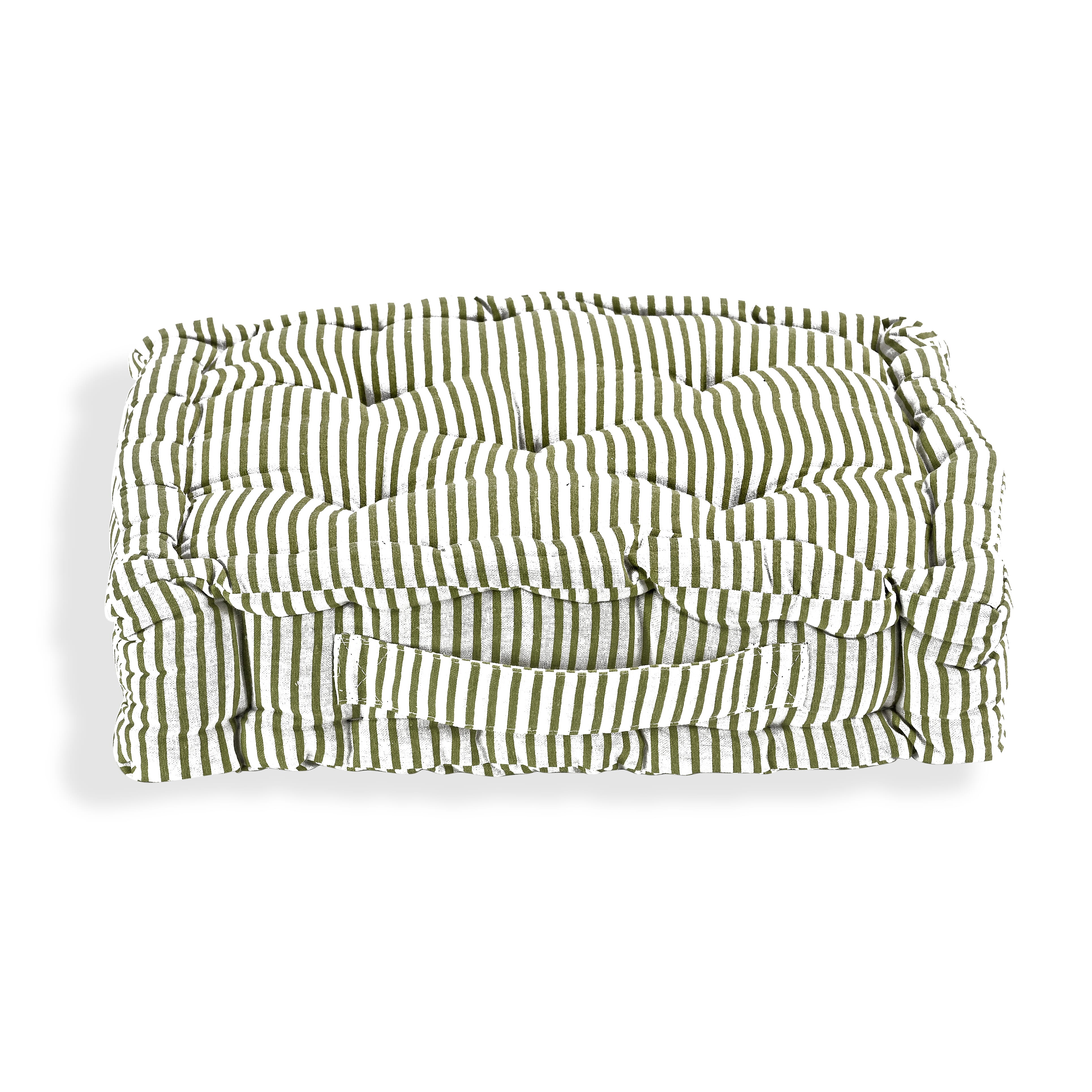 Livmore Set of 2 Cotton Tufted Square Garden Cushions (40 x 40cm) - Green