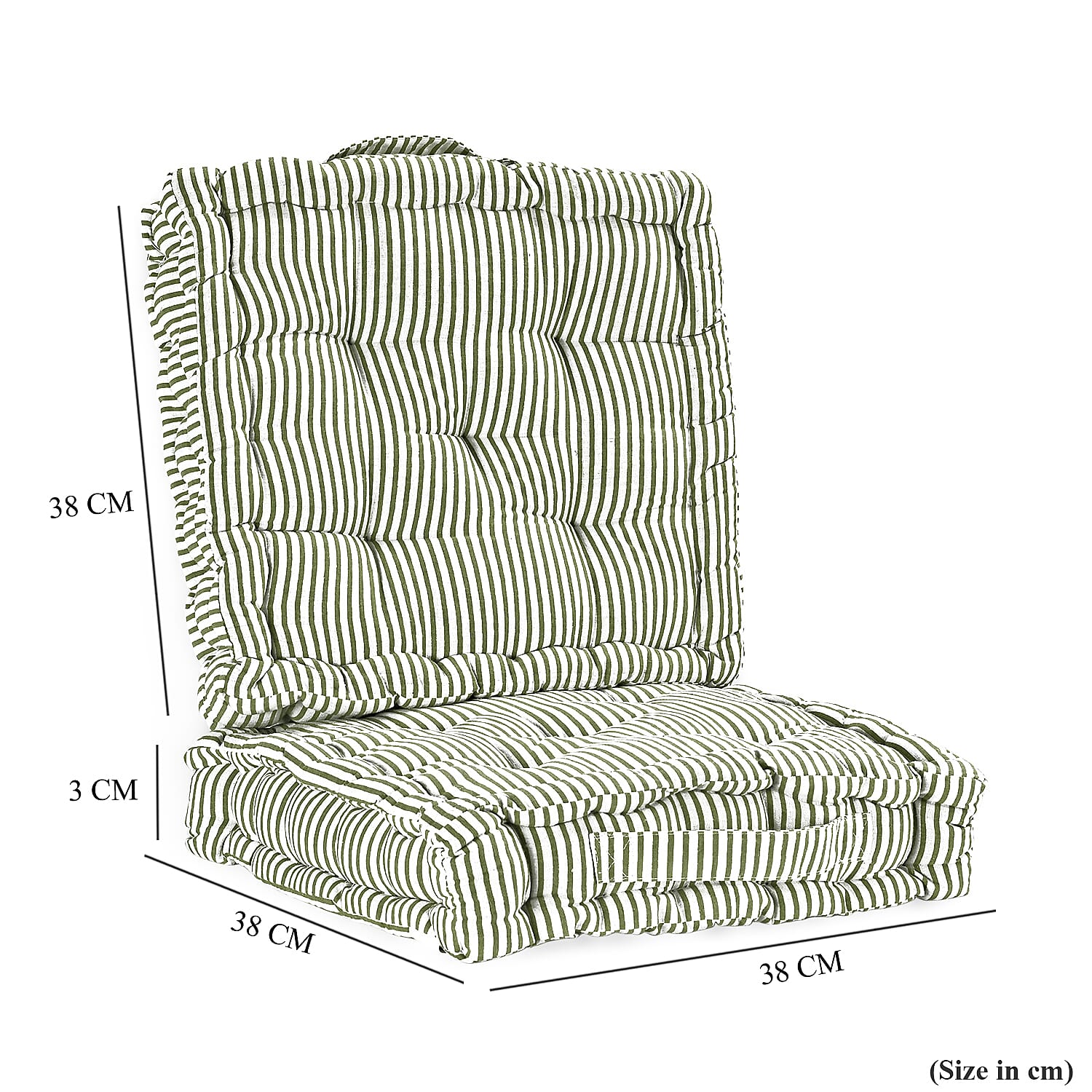 Livmore Set of 2 Cotton Tufted Square Garden Cushions (40 x 40cm) - Green