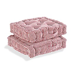 Livmore Set of 2 Cotton Tufted Square Garden Cushions (40 x 40cm) - Red