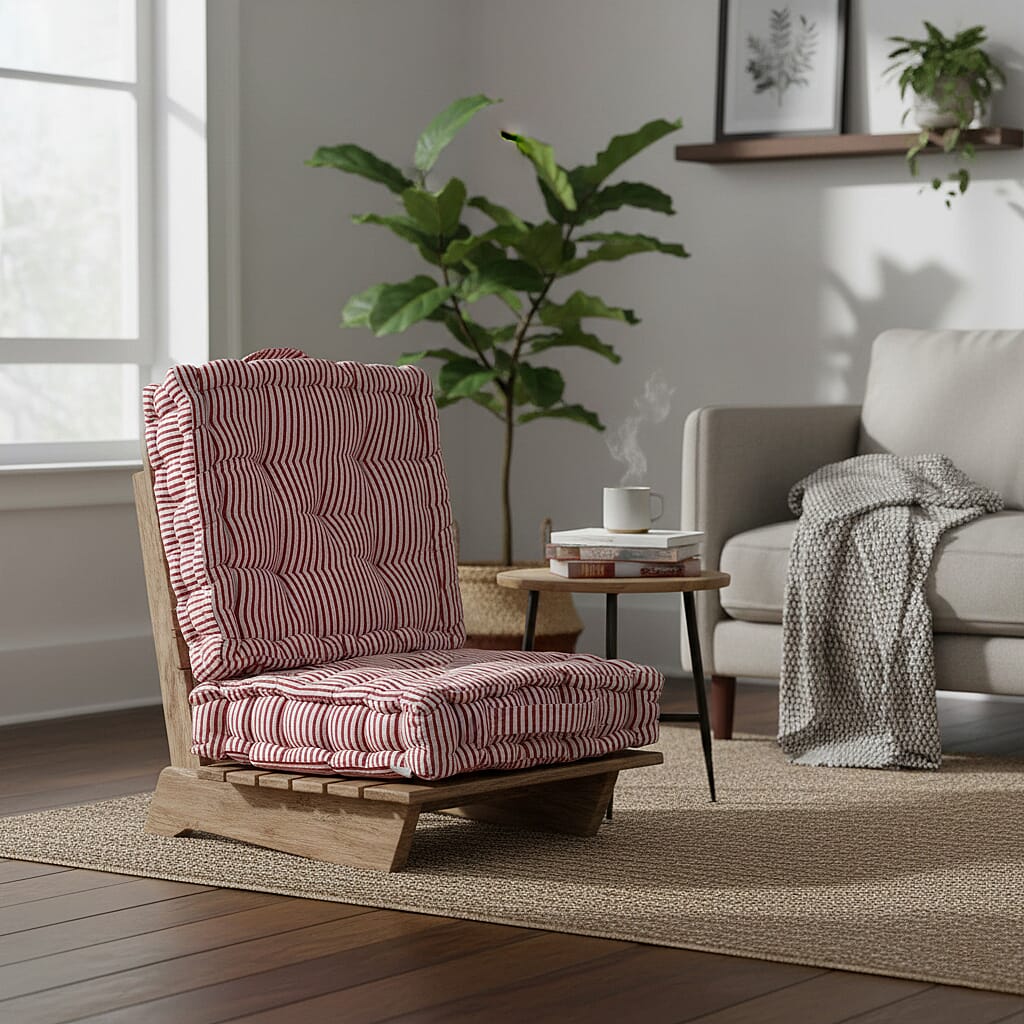 Livmore Set of 2 Cotton Tufted Square Garden Cushions (40 x 40cm) - Red