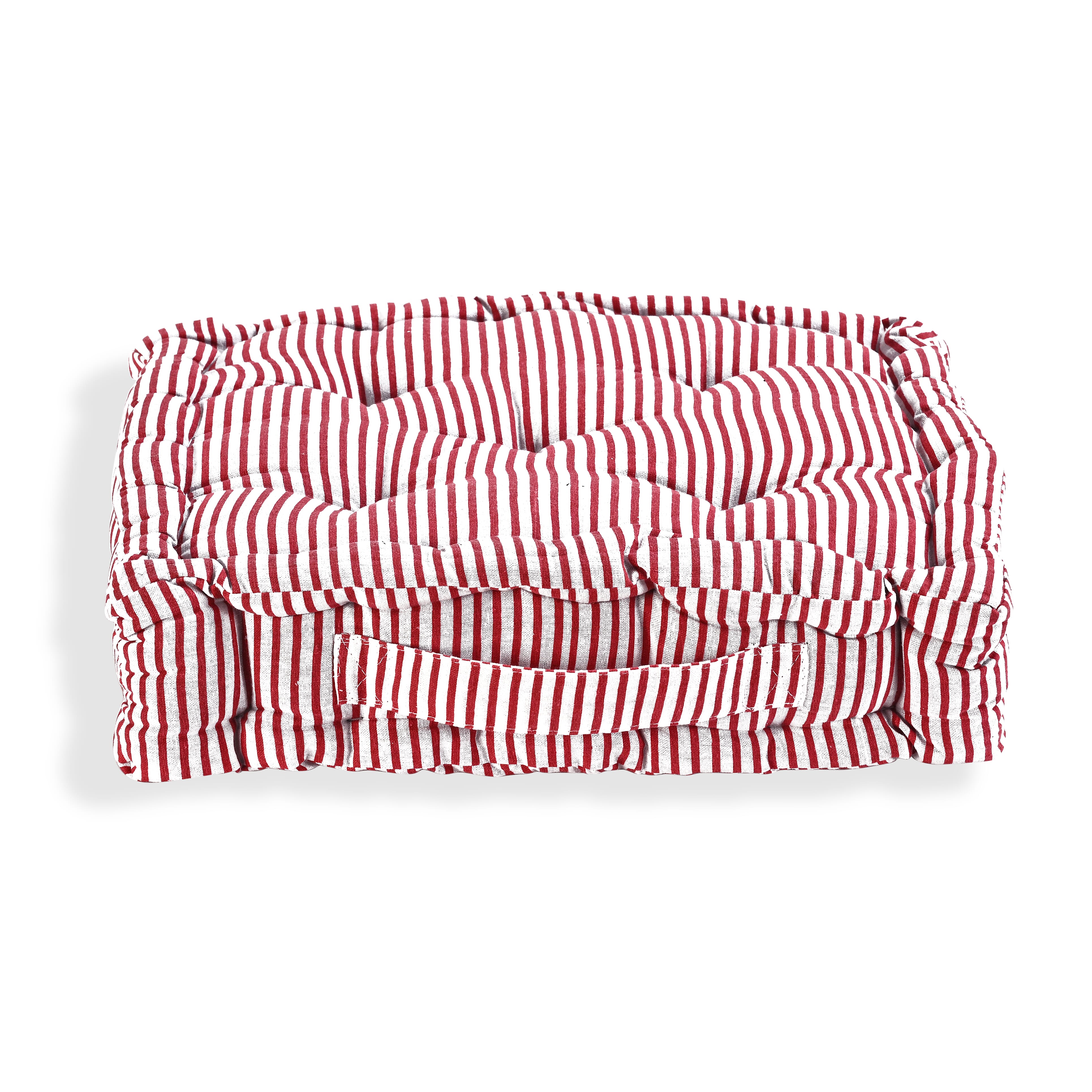 Livmore Set of 2 Cotton Tufted Square Garden Cushions (40 x 40cm) - Red