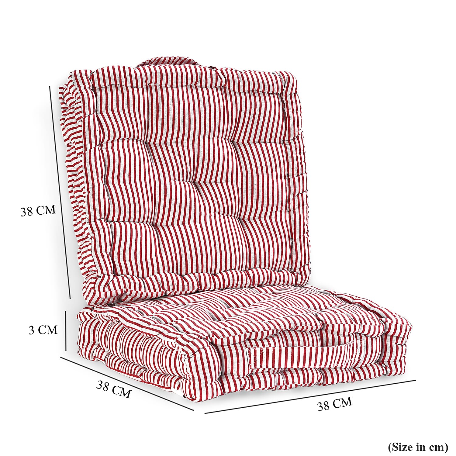 Livmore Set of 2 Cotton Tufted Square Garden Cushions (40 x 40cm) - Red