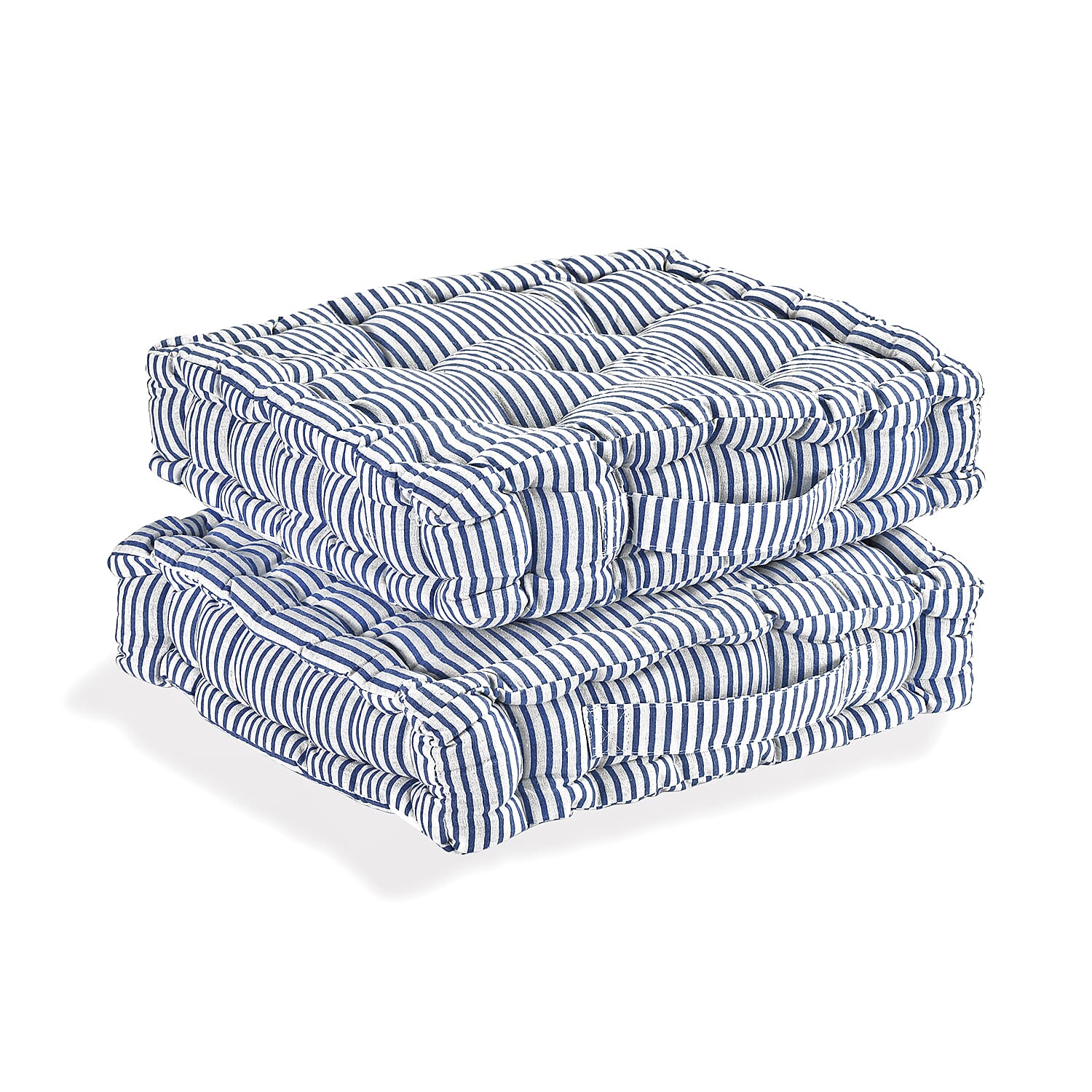 Livmore Set of 2 Cotton Tufted Square Garden Cushions (40 x 40cm) - Blue