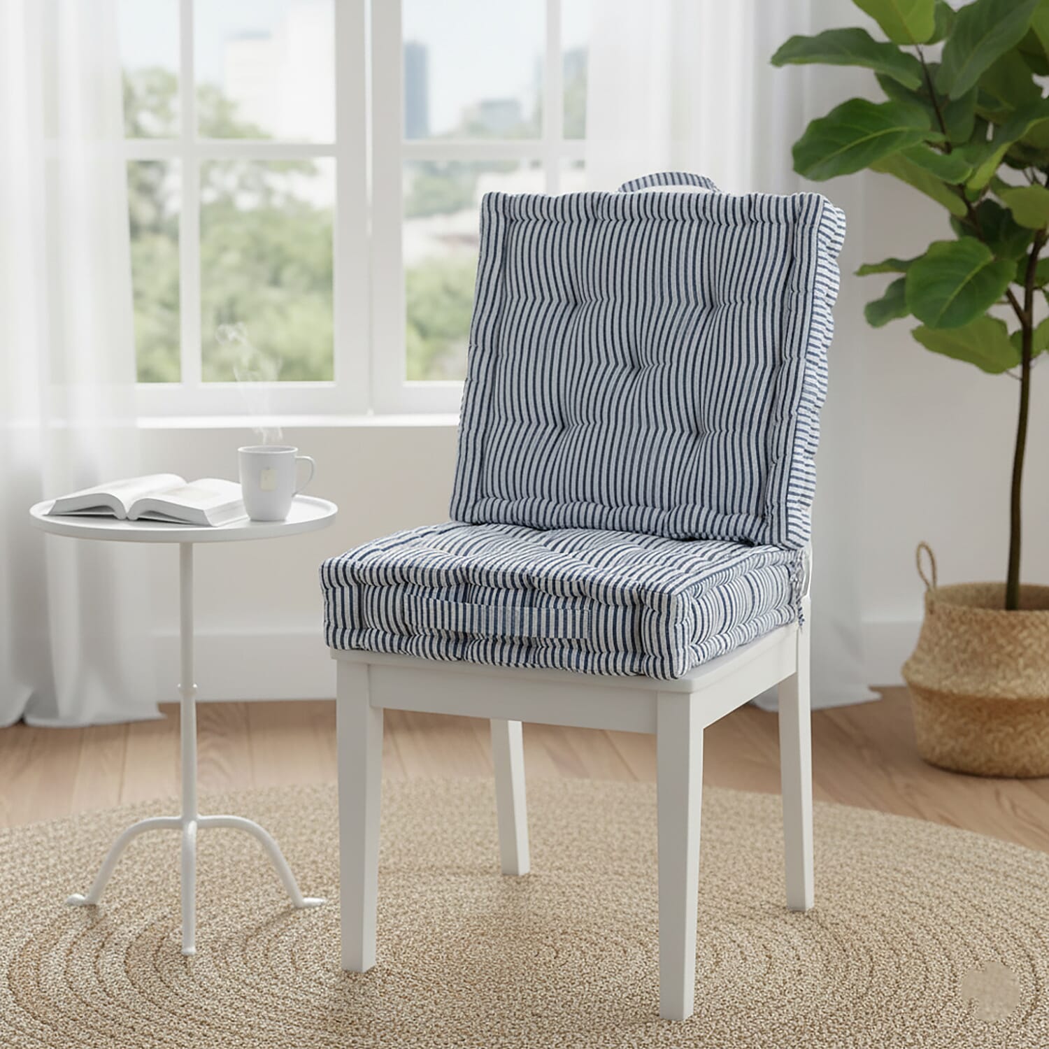 Livmore Set of 2 Cotton Tufted Square Garden Cushions (40 x 40cm) - Blue