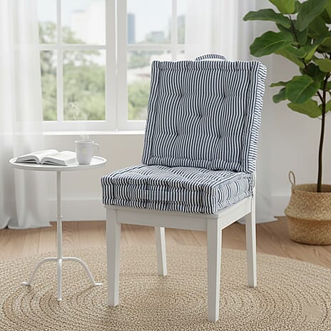 Livmore Set of 2 Cotton Tufted Square Garden Cushions (40 x 40cm) - Blue