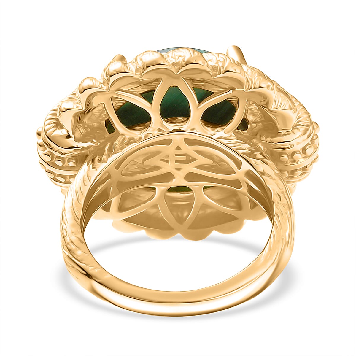 EverTrue Malachite Solitaire Ring in Yellow Gold Tone 16.69 Ct.