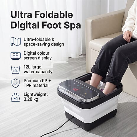 Bliss - Beyond BE-F2200 Ultra Foldable Electric Foot Spa - Digital Colour Screen Massager with Red Light Therapy