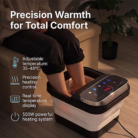 Bliss - Beyond BE-F2200 Ultra Foldable Electric Foot Spa - Digital Colour Screen Massager with Red Light Therapy