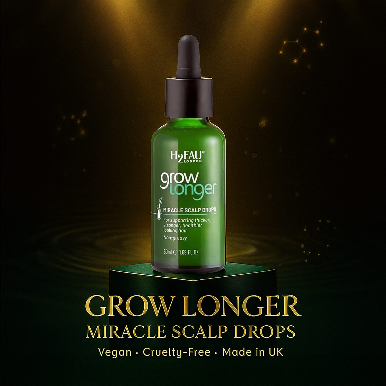 H2EAU London Grow Longer Miracle Scalp Drops - 50ml