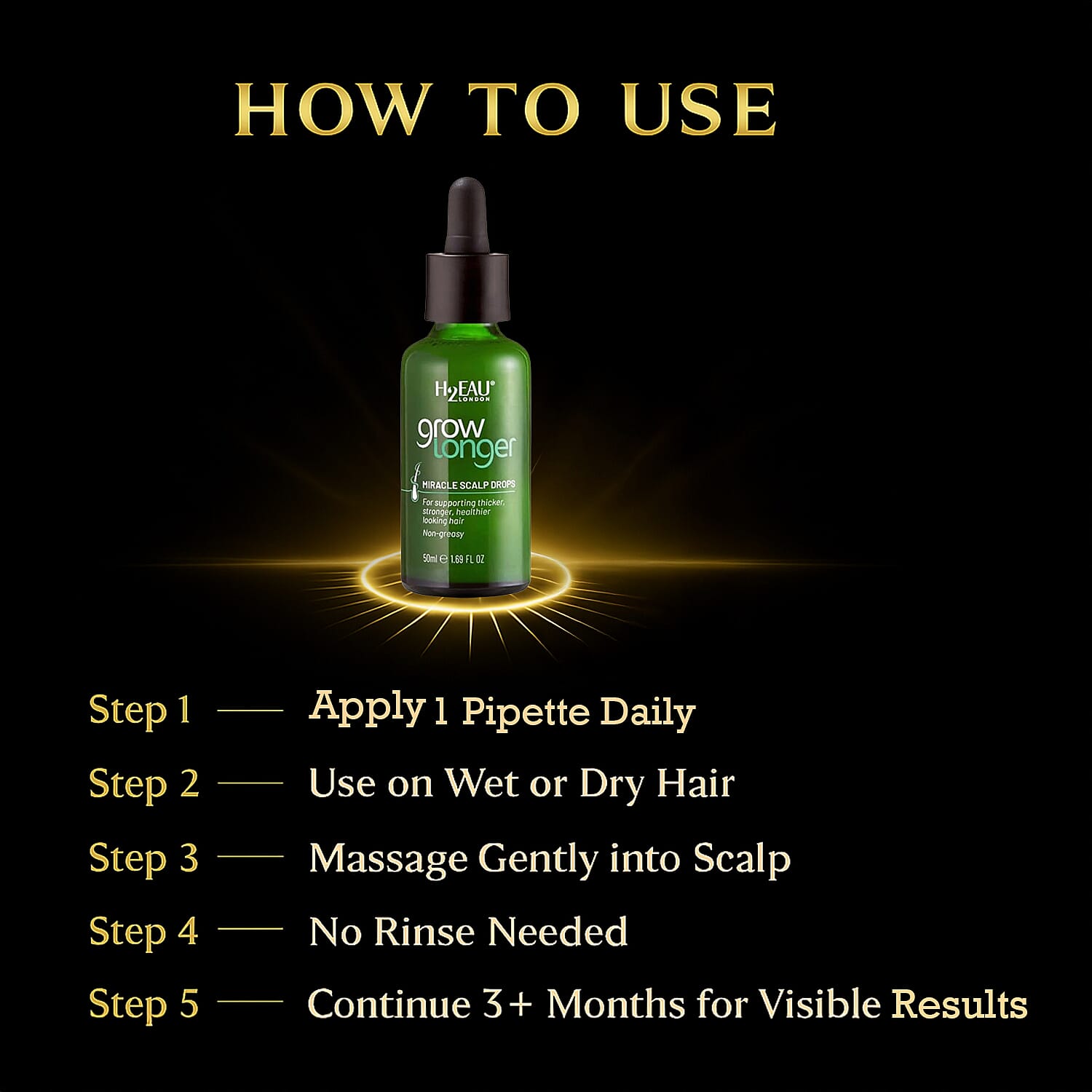 H2EAU London Grow Longer Miracle Scalp Drops - 50ml