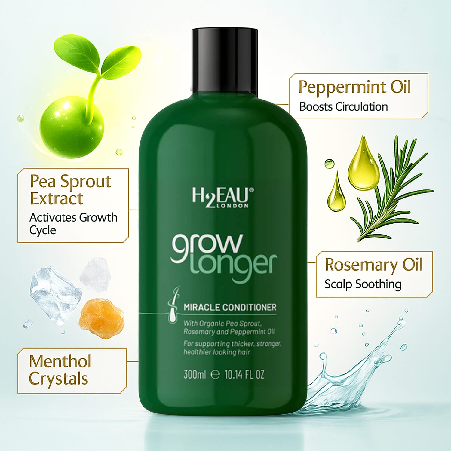 H2EAU London Grow Longer Miracle Conditioner - 300ml
