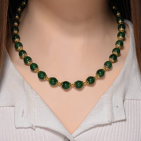One Time Deal- Green Verde Onyx Beads Necklace (Size 18 - 2 Ext)  200.00 Ct.