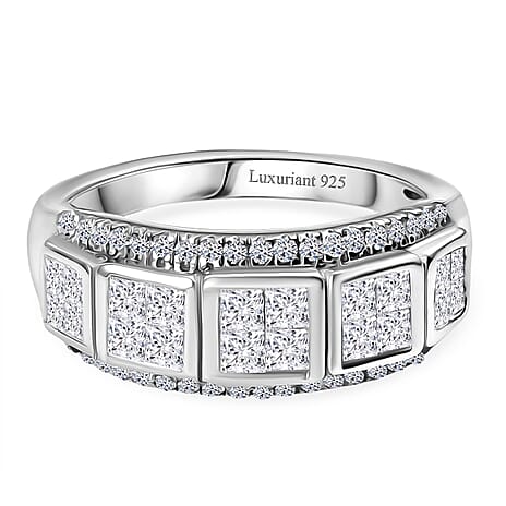 Luxuriant Lab Grown Diamond (VS-EF) Ring in Rhodium Overlay Sterling Silver 1.04 Ct.