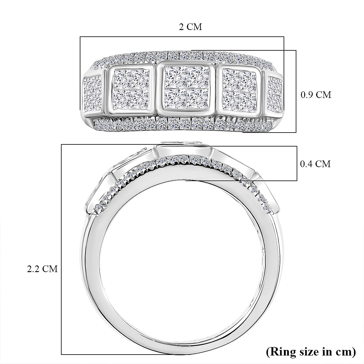 Luxuriant Lab Grown Diamond (VS-EF) Ring in Rhodium Overlay Sterling Silver 1.04 Ct.