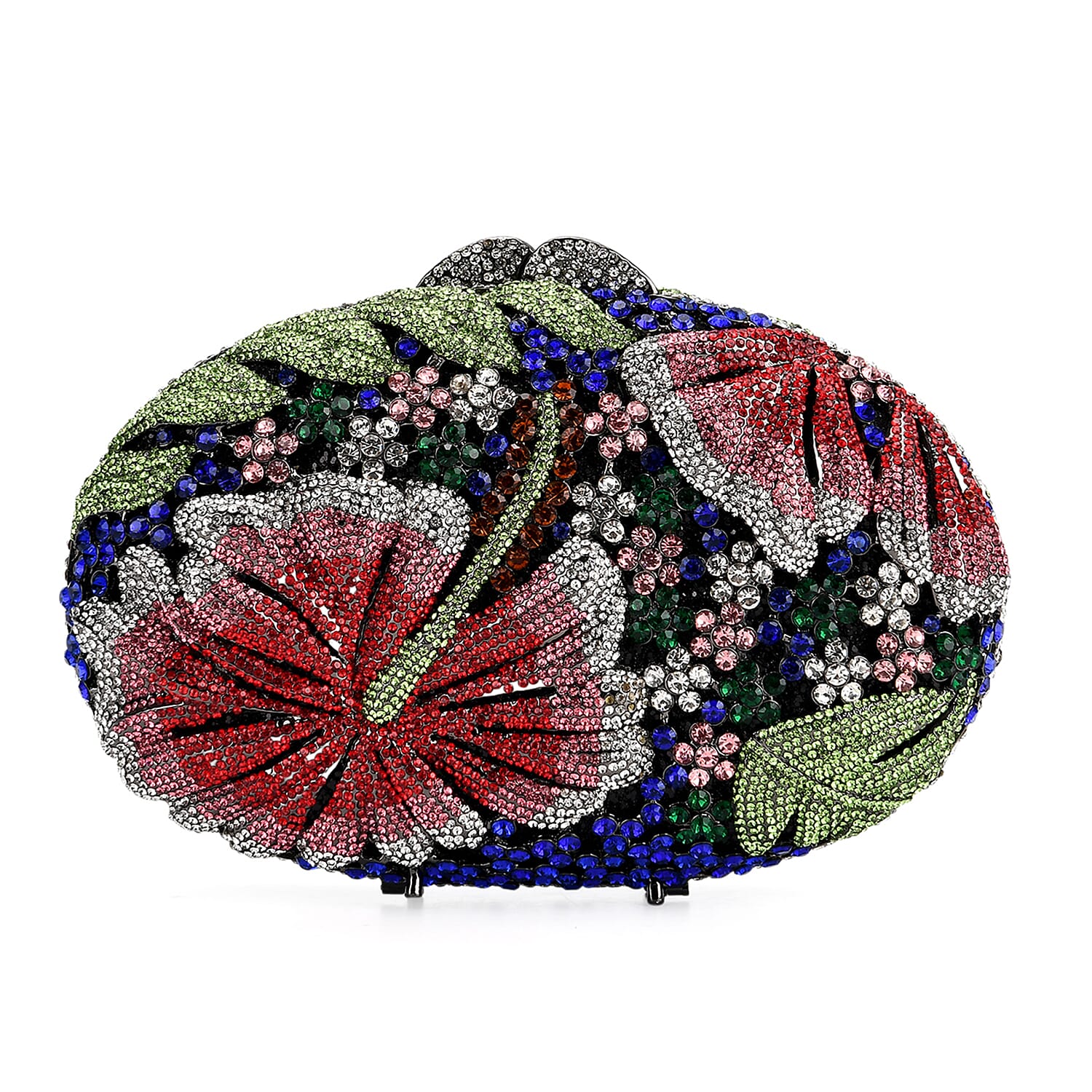 CLOSE OUT DEAL - Crystellia Lily Floral Premium Austrian Crystal Clutch Bag - Red