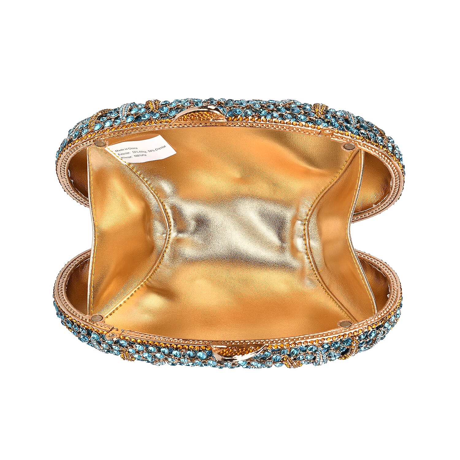 CLOSE OUT DEAL - Crystellia North Star Pattern Premium Austrian Crystal Clutch Bag - Blue & Multicolour