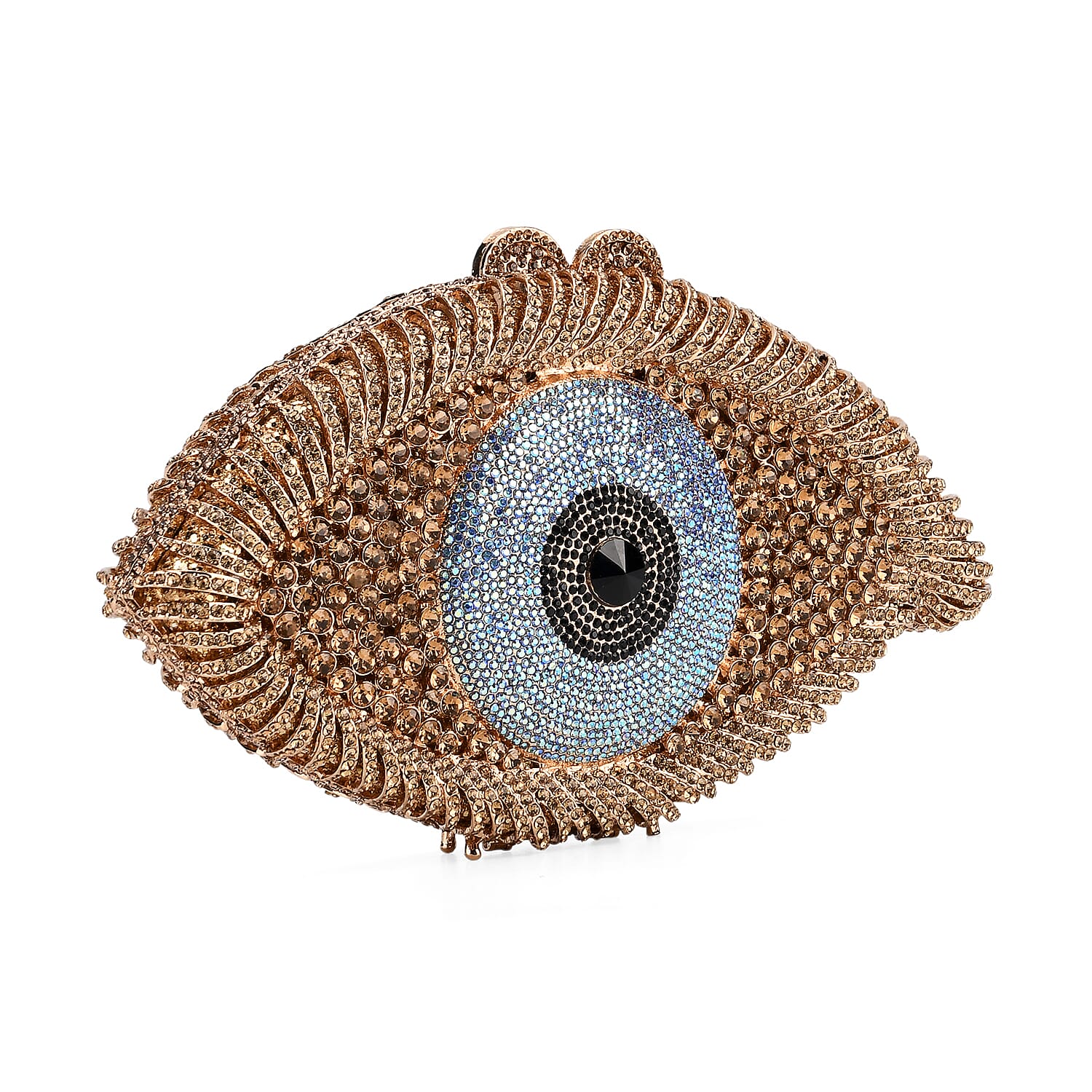 CLOSE OUT DEAL - Crystellia Eye Pattern Premium Austrian Crystal Clutch Bag - Blue & Gold