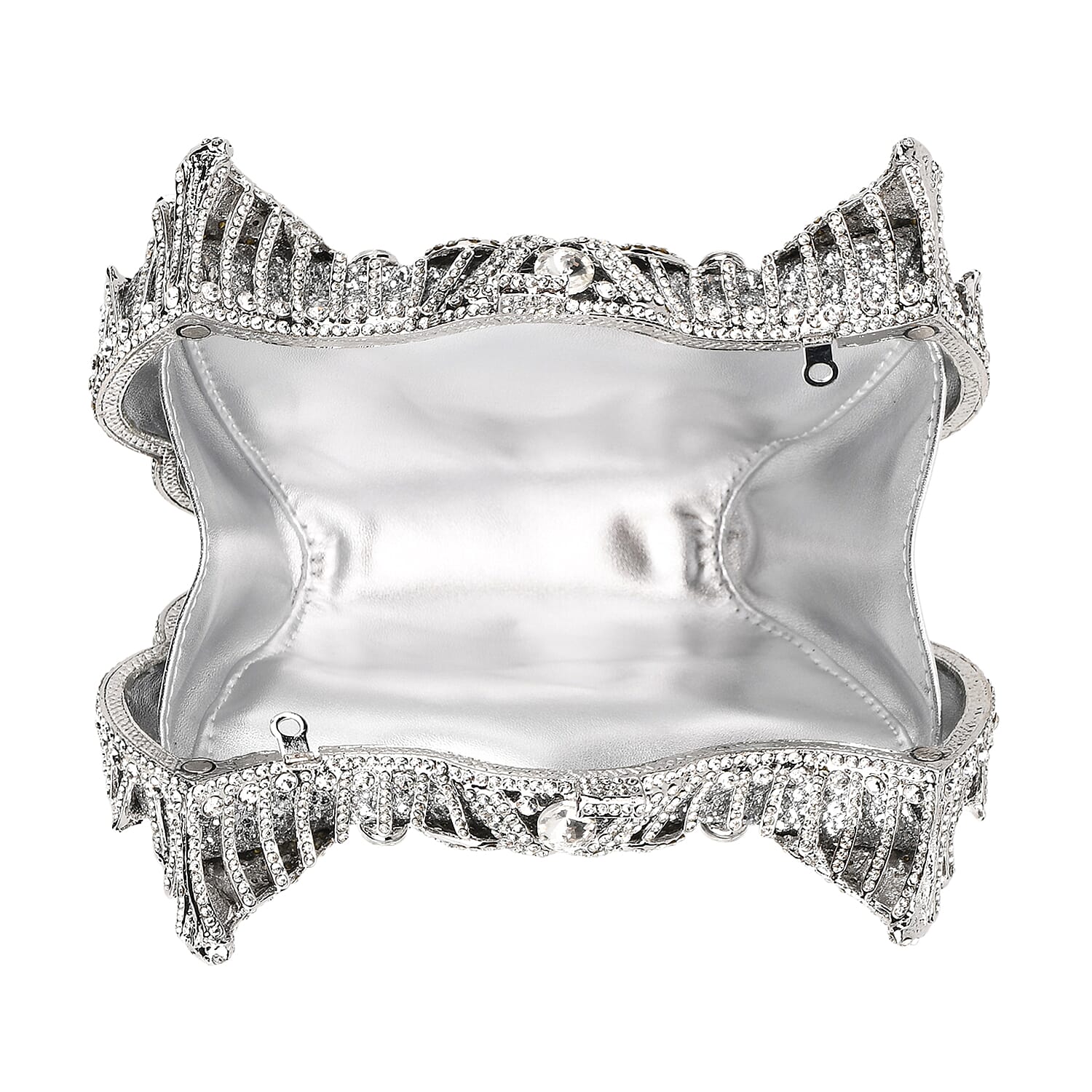 CLOSE OUT DEAL - Crystellia Swan Pattern Premium Austrian Crystal Clutch Bag - Silver