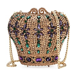 Crystellia Lily Floral Premium Austrian Crystal Clutch Bag - Red