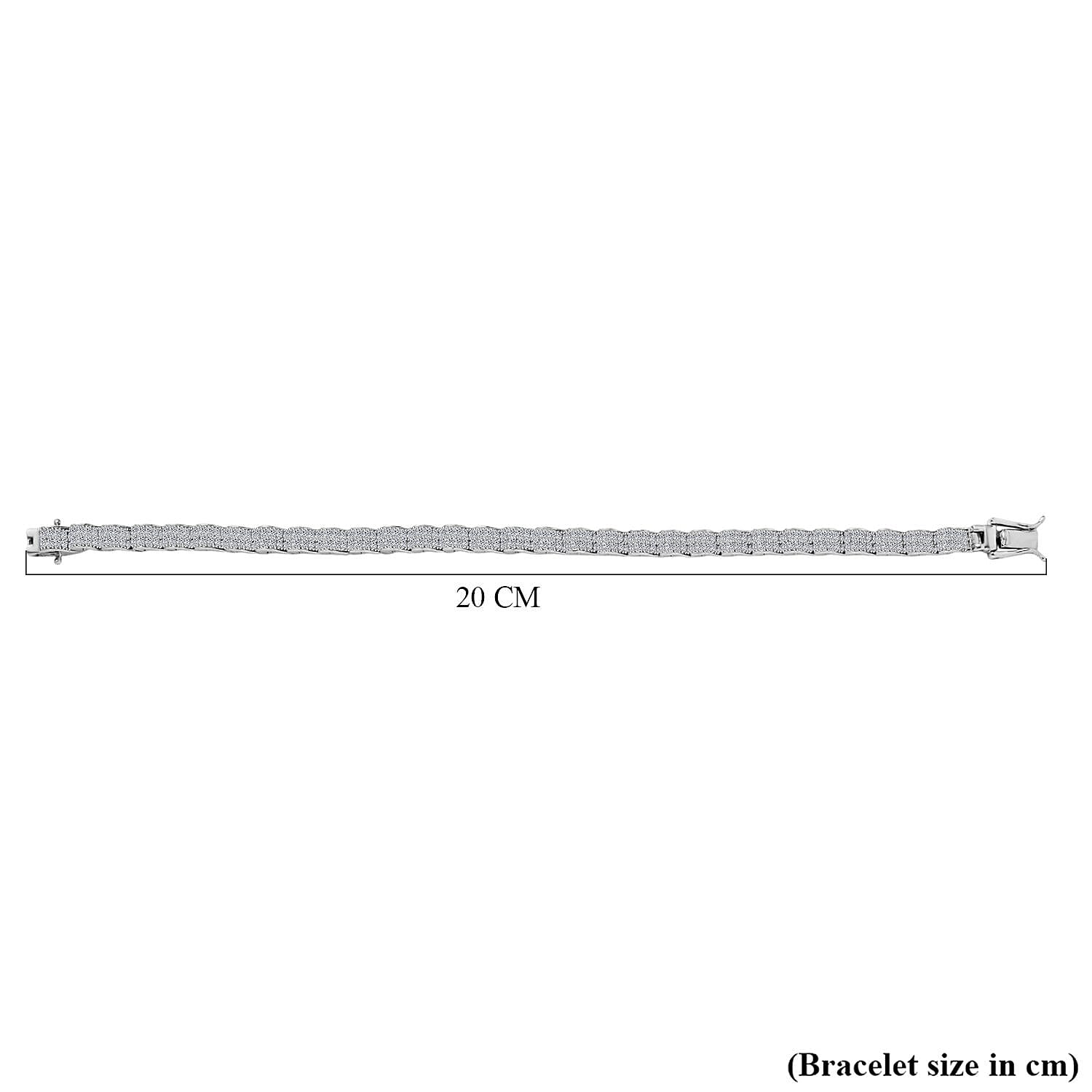 Luxuriant Lab Grown Diamond (SI-GH) Linking Bracelet (Size 7.5) with GB Lock Box in Rhodium Overlay Sterling Silver 4.50 Ct, Silver Wt. 18.15 Gms.